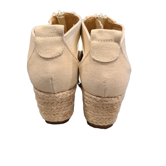 Jute Natural Open-front Sandals with Front Zipper and Wedge Heel, Size 7 - Picture 7 of 16